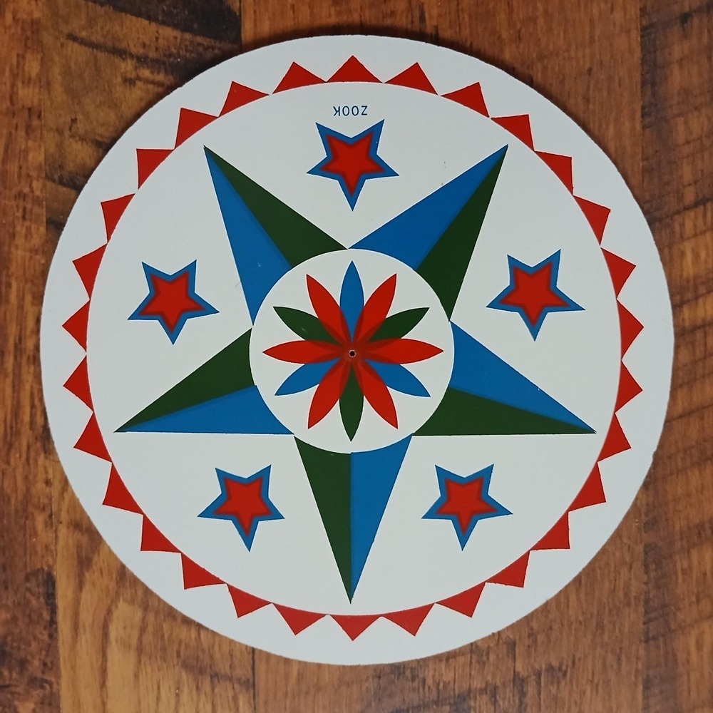 Vtg Zook Trivet Wall Art Pennsylvania  Dutch Star Flower Kitschy MCM 7.75" Cork